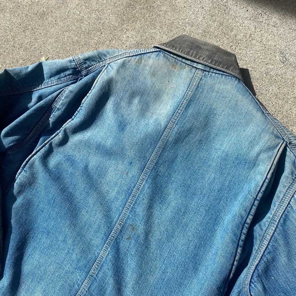 Vintage Carhartt Denim Barn Jacket Coat 70s Faded DIstressed Sz 44 Large - Picture 11 of 11